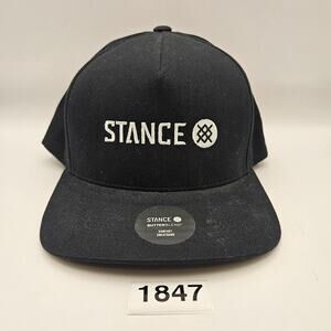 STANCE UNISEX OS SNAPBACK BLACK BASEBALL HAT CAP WHITE LOGO NWT